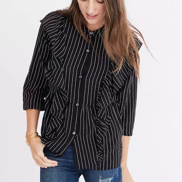 MADEWELL Silk Ruffle Front Top NWOT - Picture 2 of 11